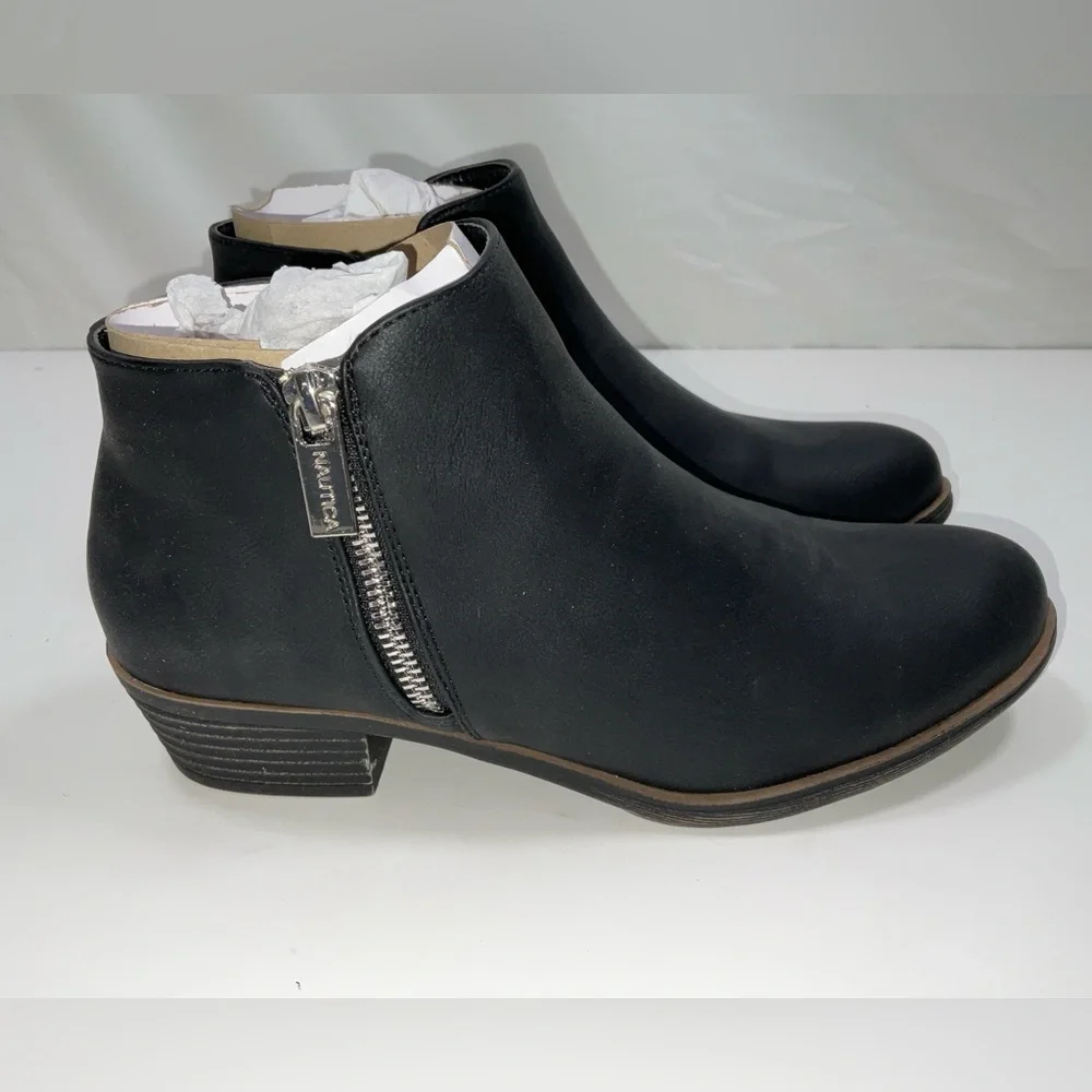NIB Women’s Nautica Alara Side Zip Black Ankle Booties Boots Size‎ 8
